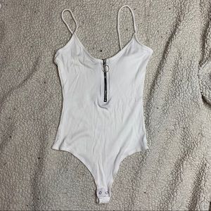 ribbed zip up bodysuit